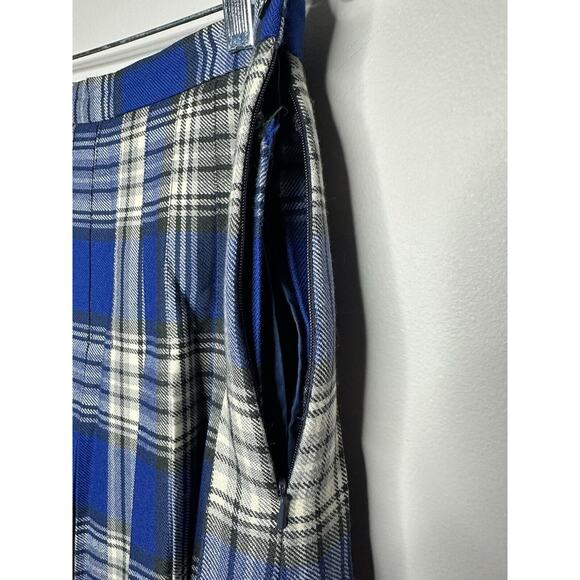 Vintage Wool Skirt Scotland Tartan Plaid Pleated Midi Drop Waist Sz 8 Peasant - Picture 4 of 12